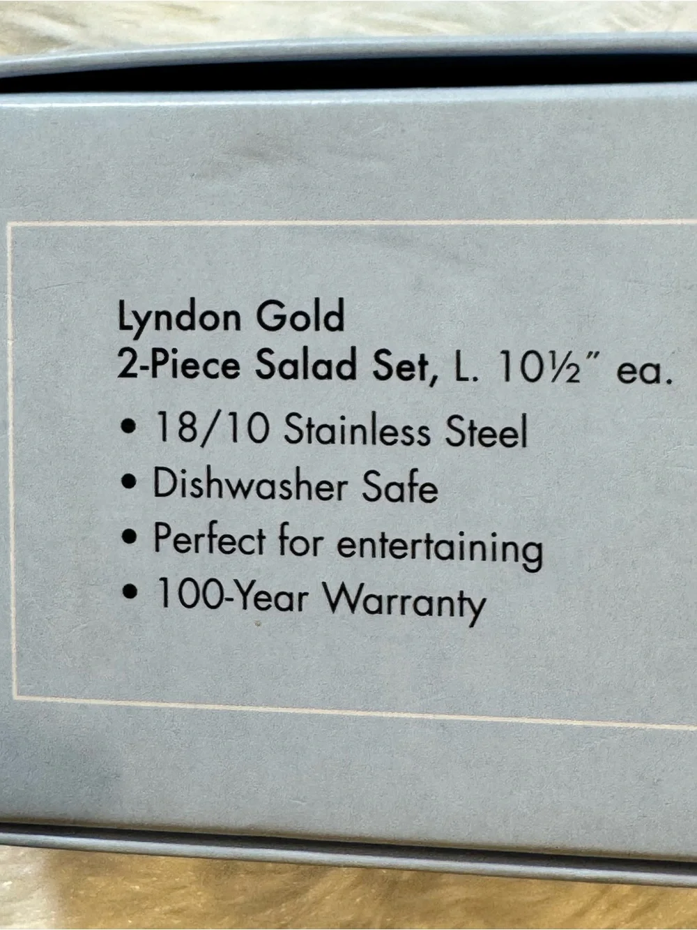 Reed & Barton Lyndon Gold 2-Piece Salad Serving Set NIB 18/10 Stainless Steel